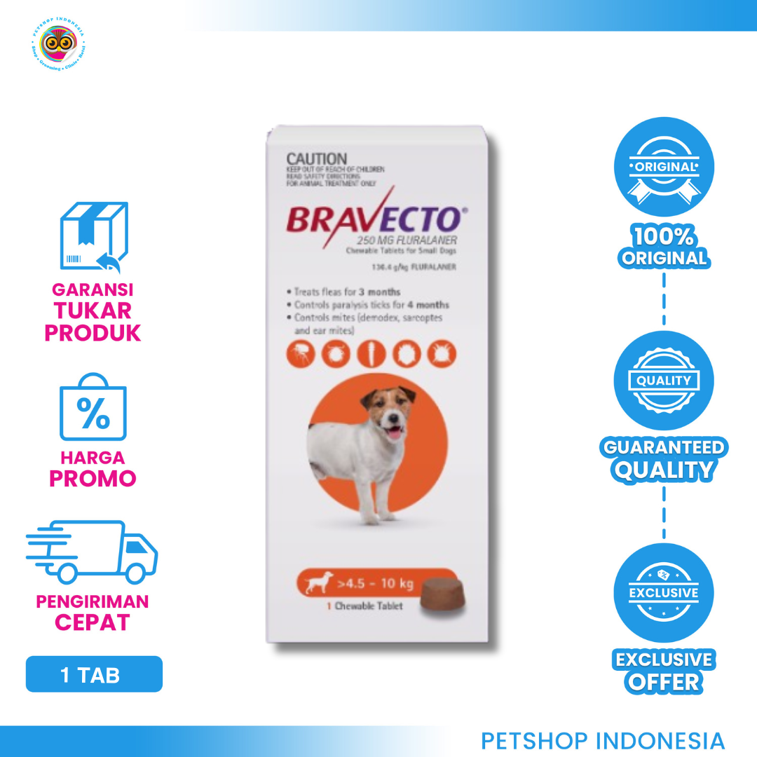 Bravecto Chew for Dogs 4,5 – 10 Kg – Obat Kutu Kunyah 1 Tablet